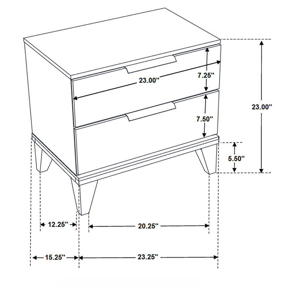 Mays 2-drawer Nightstand Walnut Brown with Faux Marble Top