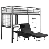 Jenner Twin Futon Workstation Loft Bed and Futon Pad Black