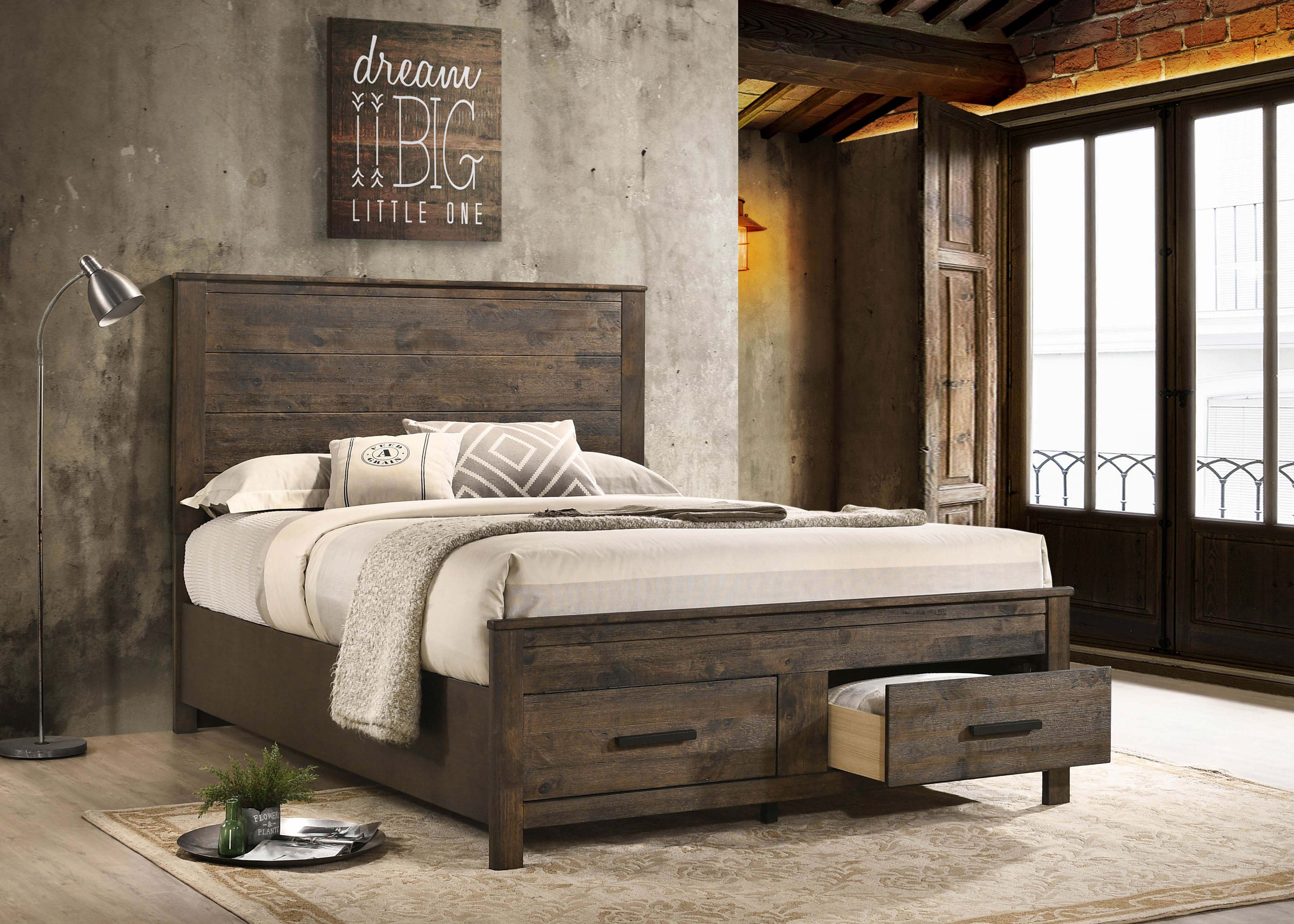 Woodmont  Storage Bed Rustic Golden Brown