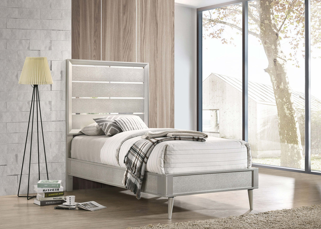 Ramon Wood Twin Panel Bed Metallic Sterling