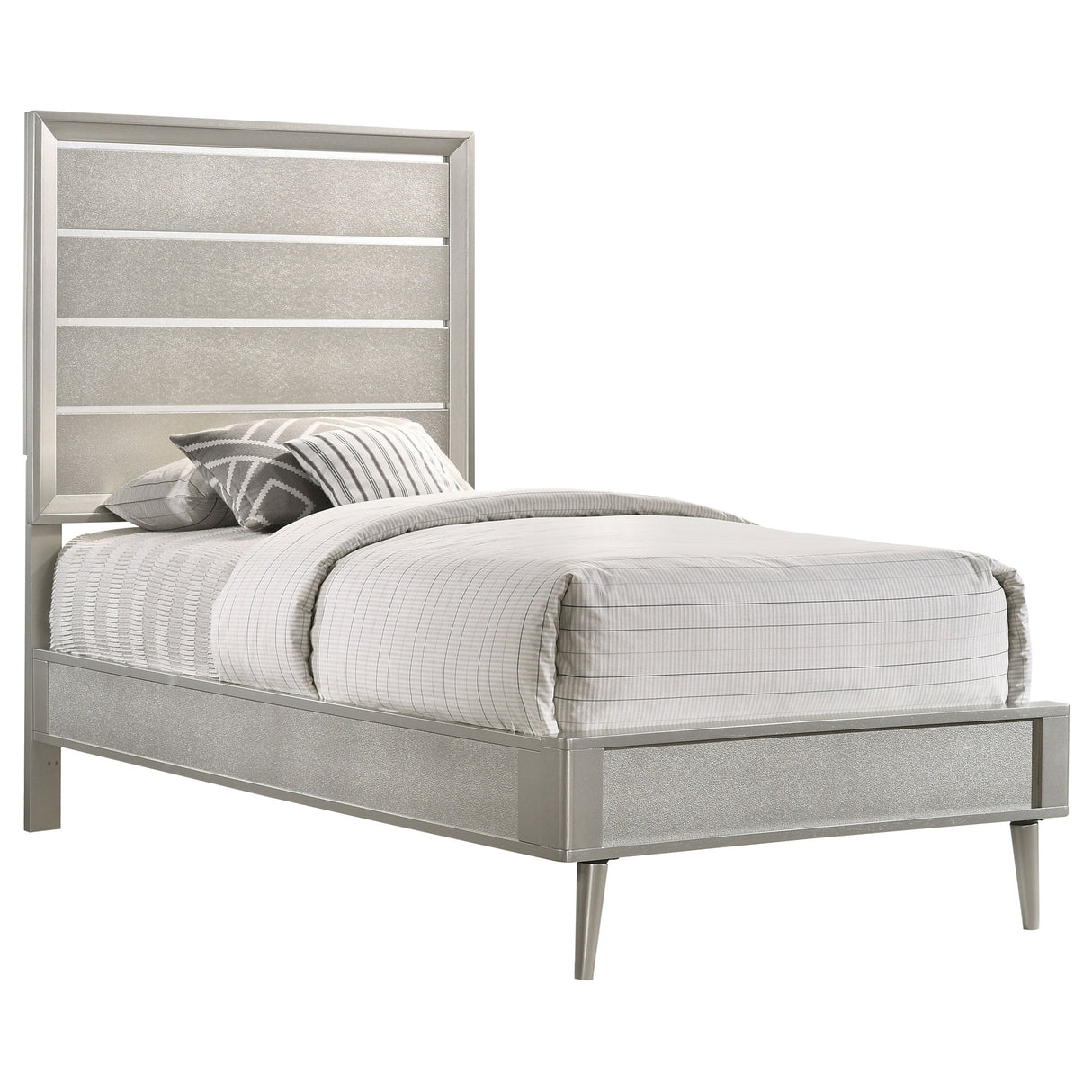 Ramon Wood Twin Panel Bed Metallic Sterling