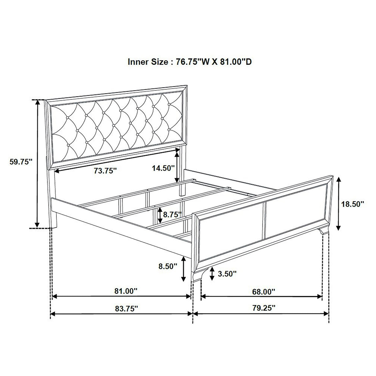 Salford  Panel Bed Metallic Sterling and Charcoal Grey