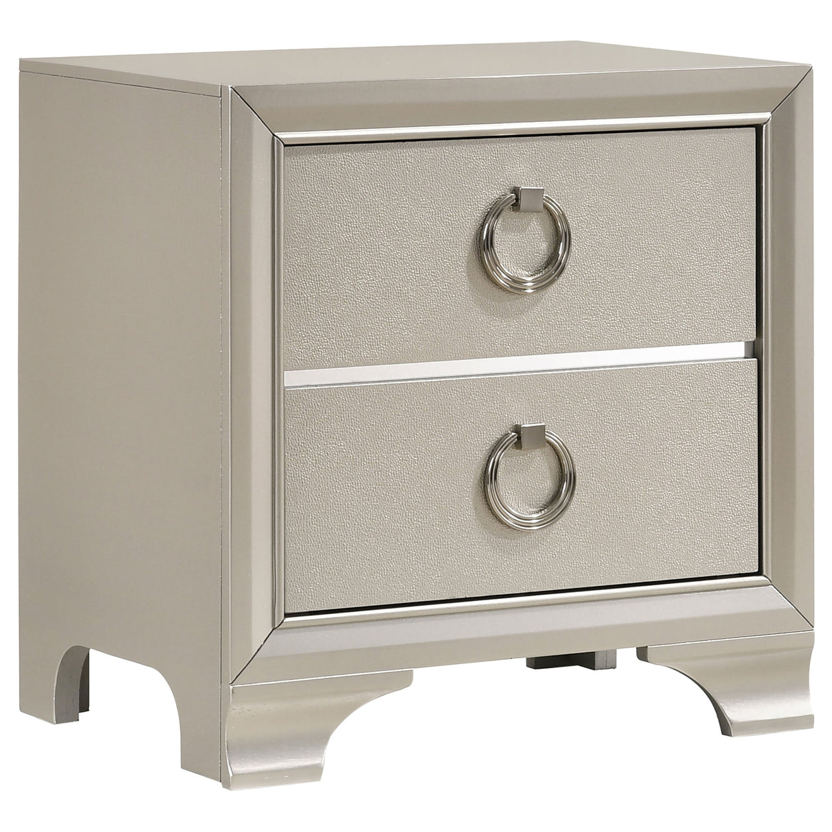 Salford 2-drawer Nightstand Metallic Sterling