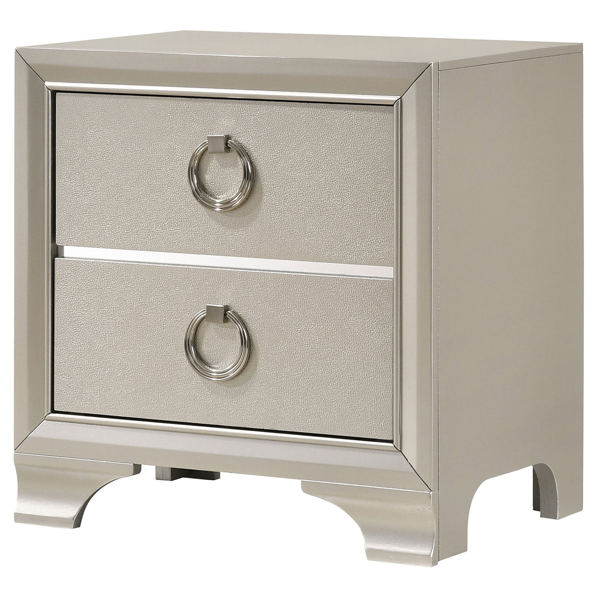 Salford 2-drawer Nightstand Metallic Sterling