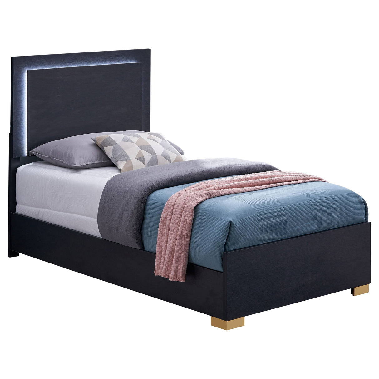 Marceline  Bed with LED Headboard Black