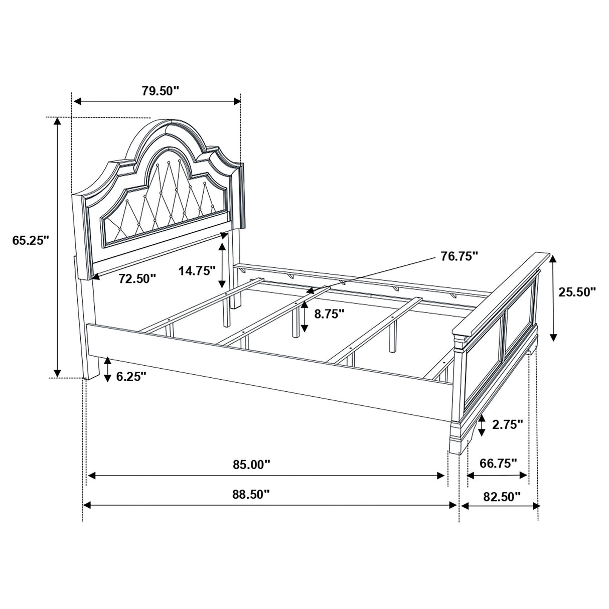 Manchester Bed with Upholstered Arched Headboard Beige and Wheat