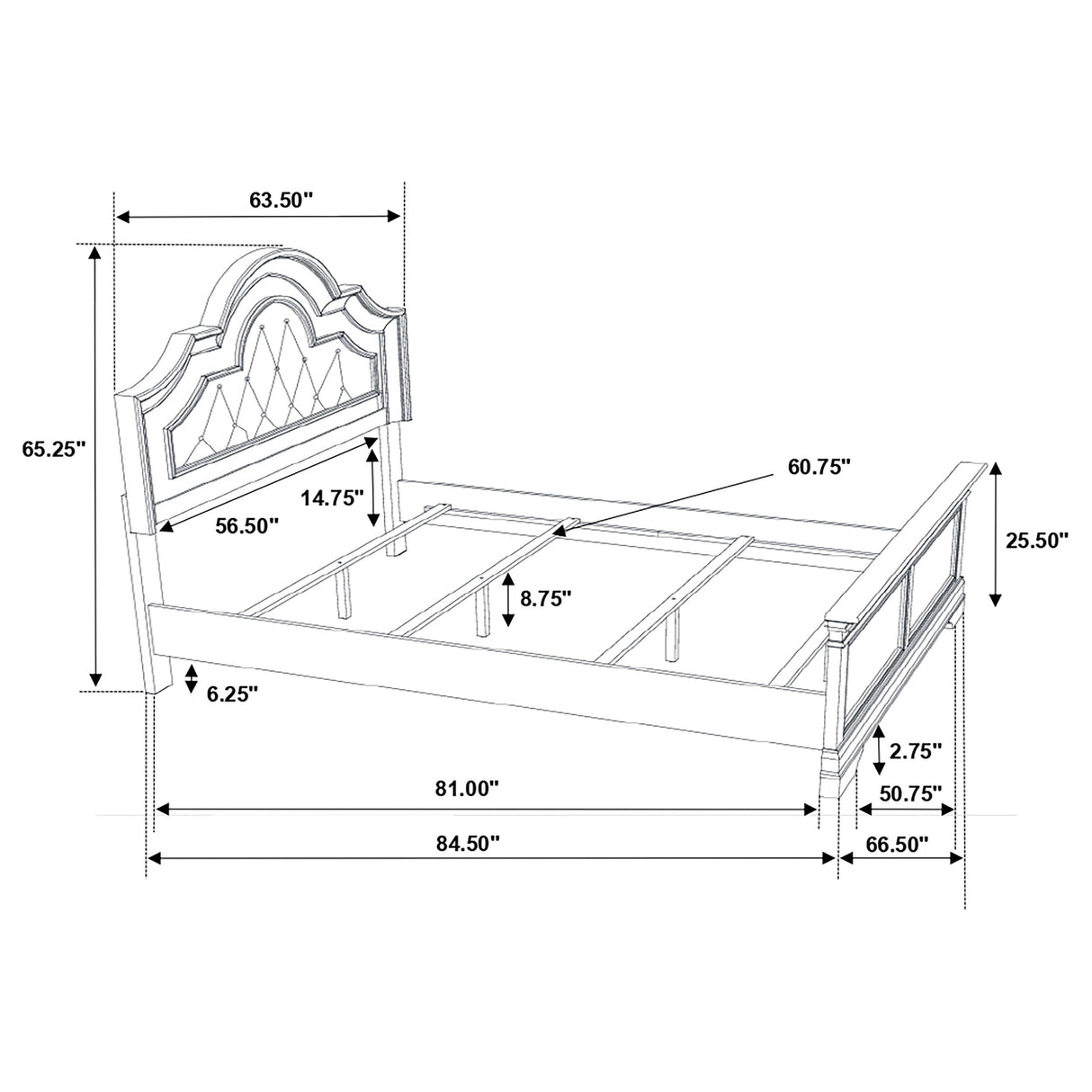 Manchester Bed with Upholstered Arched Headboard Beige and Wheat