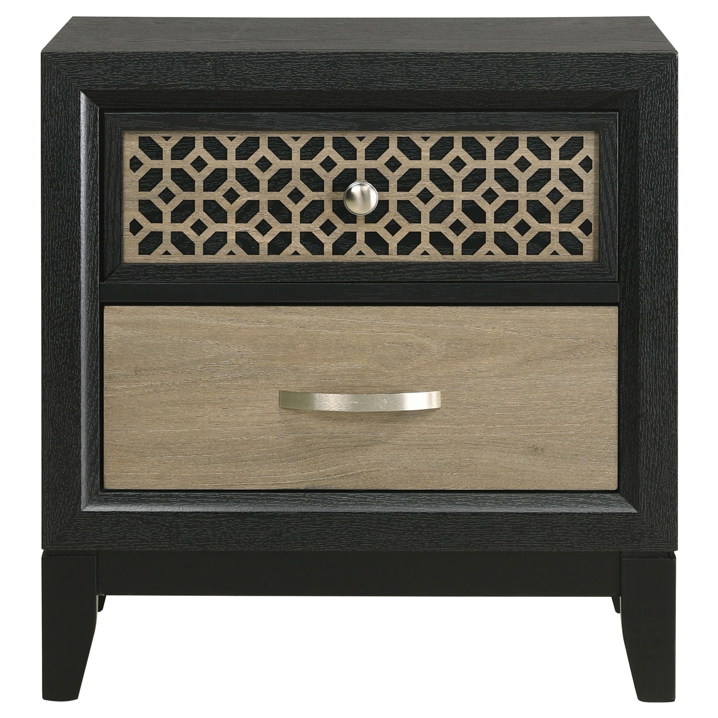 Valencia 2-drawer Nightstand Light Brown and Black