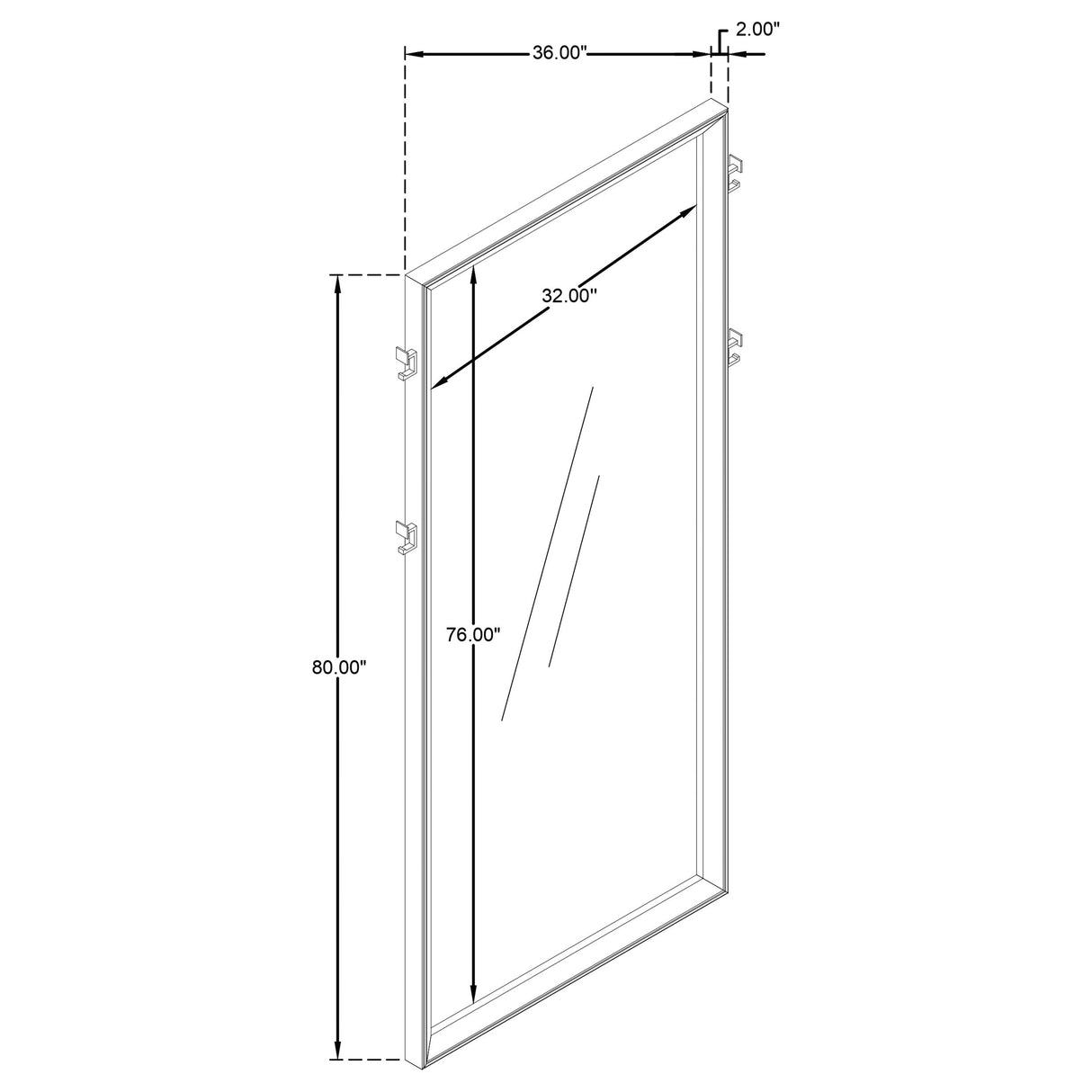 Durango Full Length Standing Floor Mirror Washed Oak