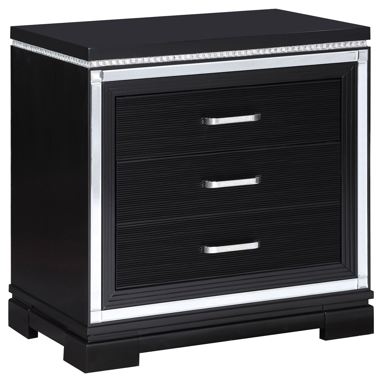 Cappola Rectangular 2-drawer Nightstand Silver and Black