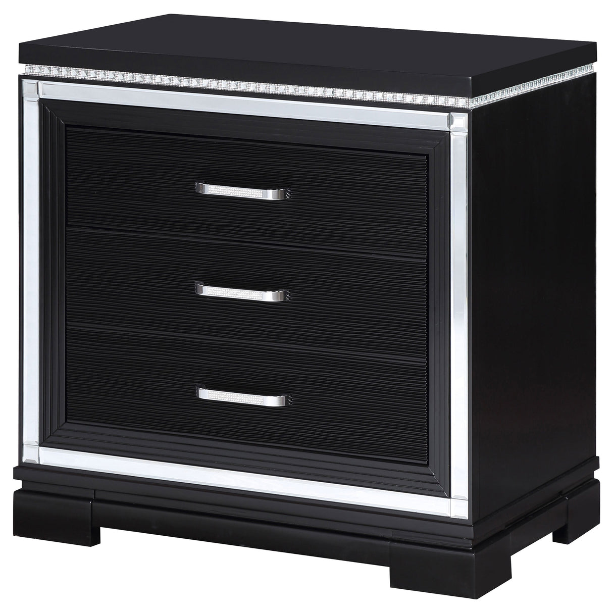 Cappola Rectangular 2-drawer Nightstand Silver and Black