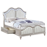 Evangeline  Storage Bed with LED Headboard Silver Oak and Ivory