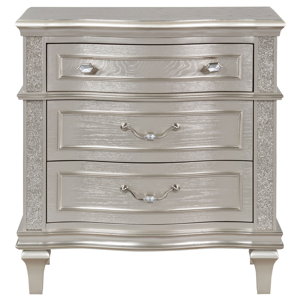 Evangeline 3-drawer Nightstand Silver Oak