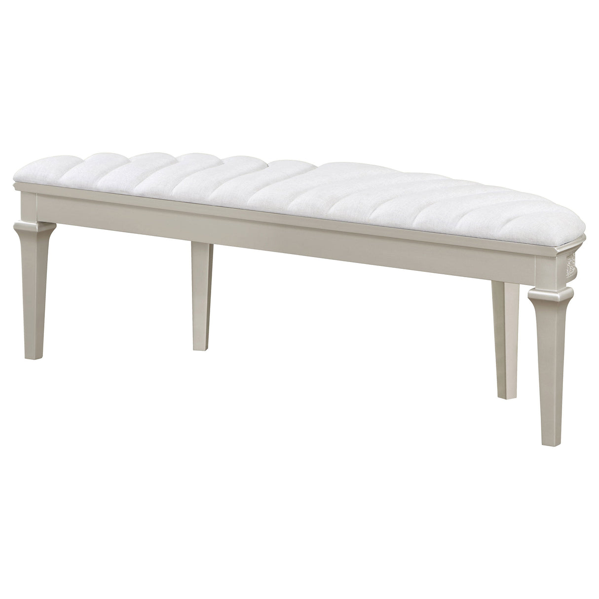 Heidi Upholstered Bench Metallic Platinum