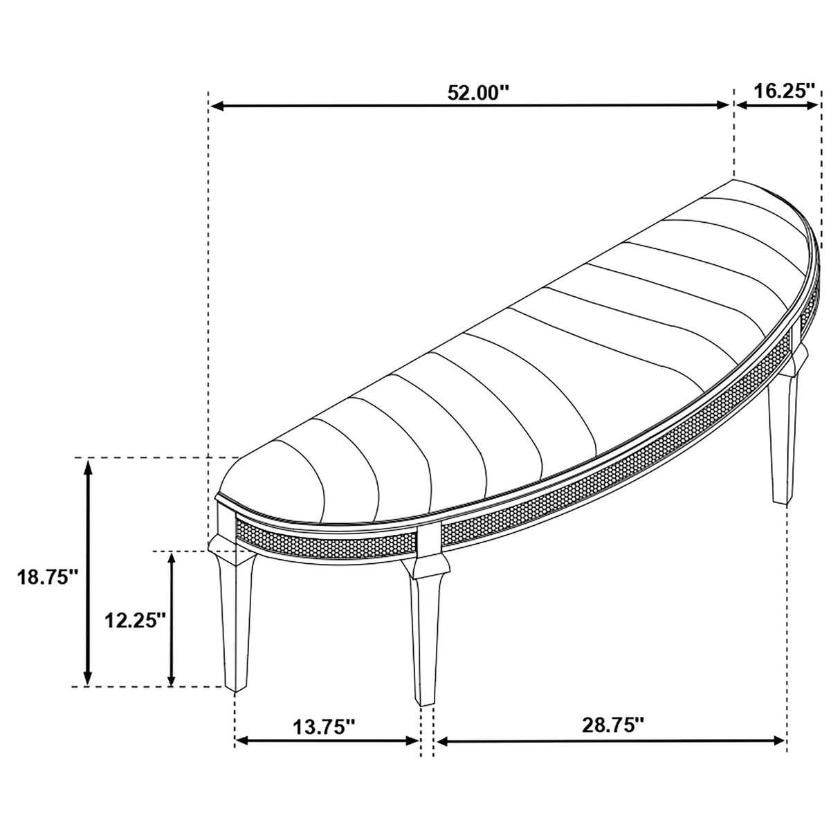 Heidi Upholstered Bench Metallic Platinum