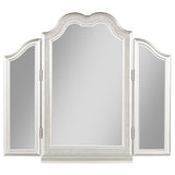 Evangeline 3-piece Vanity Table Set with Tri-Fold Mirror and Stool Silver Oak