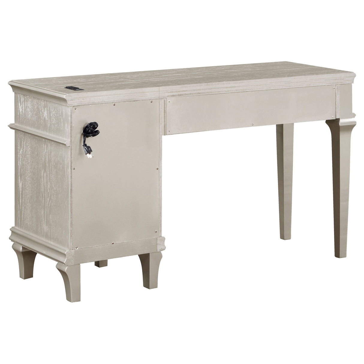 Evangeline 4-drawer Vanity Table with Faux Diamond Trim Silver and Ivory