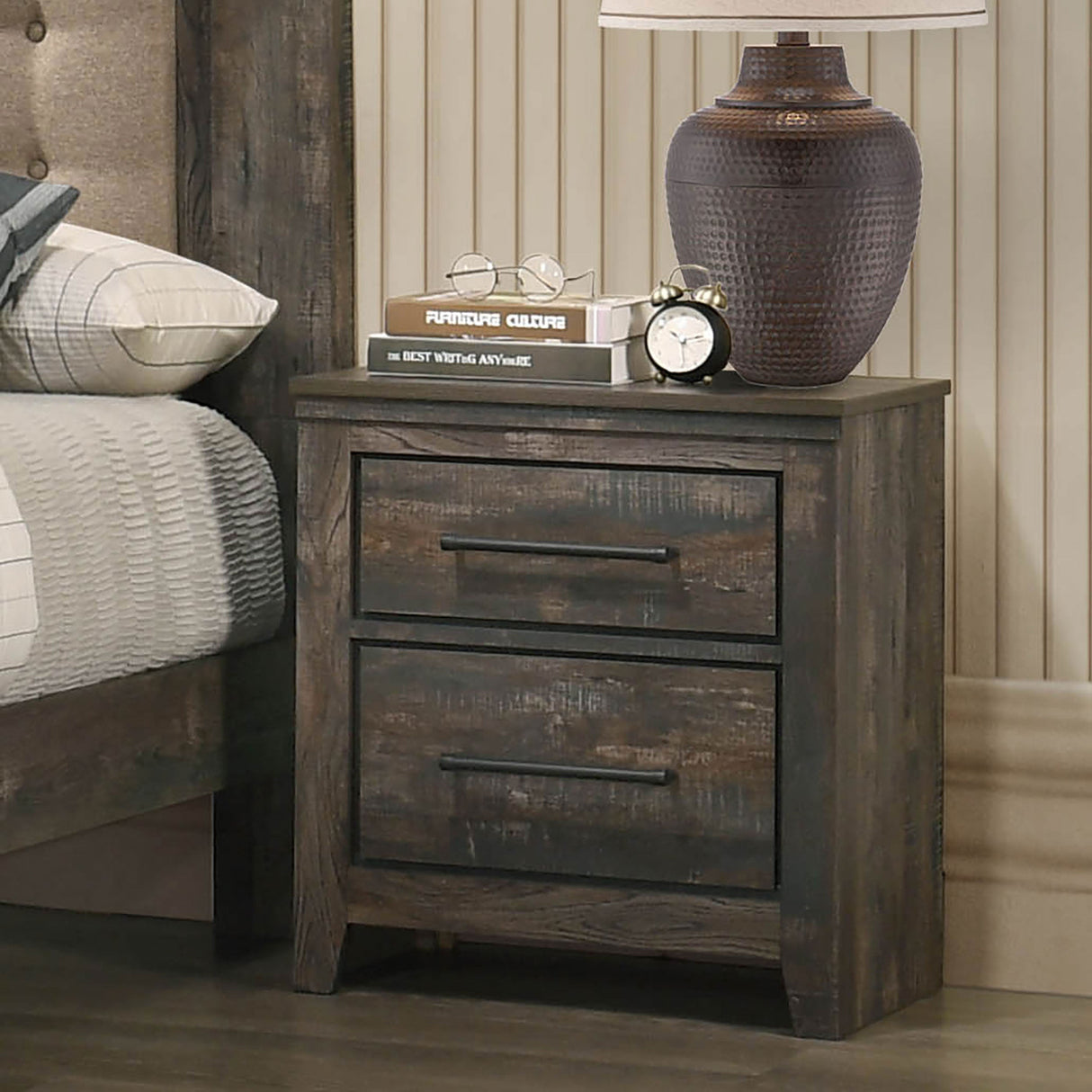 Ridgedale 2-drawer Nightstand Weathered Dark Brown