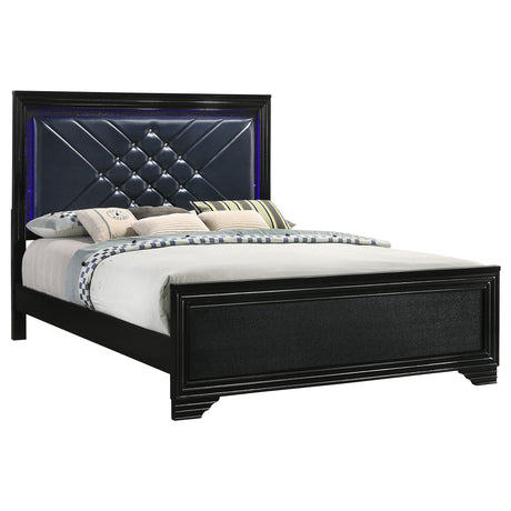 Penelope  Bed with LED Lighting Black and Midnight Star