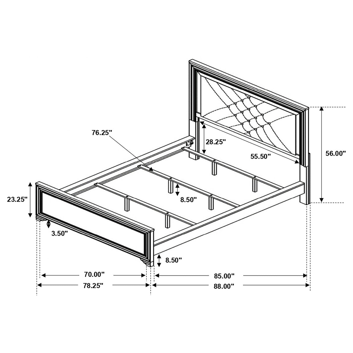 Penelope  Bed with LED Lighting Black and Midnight Star