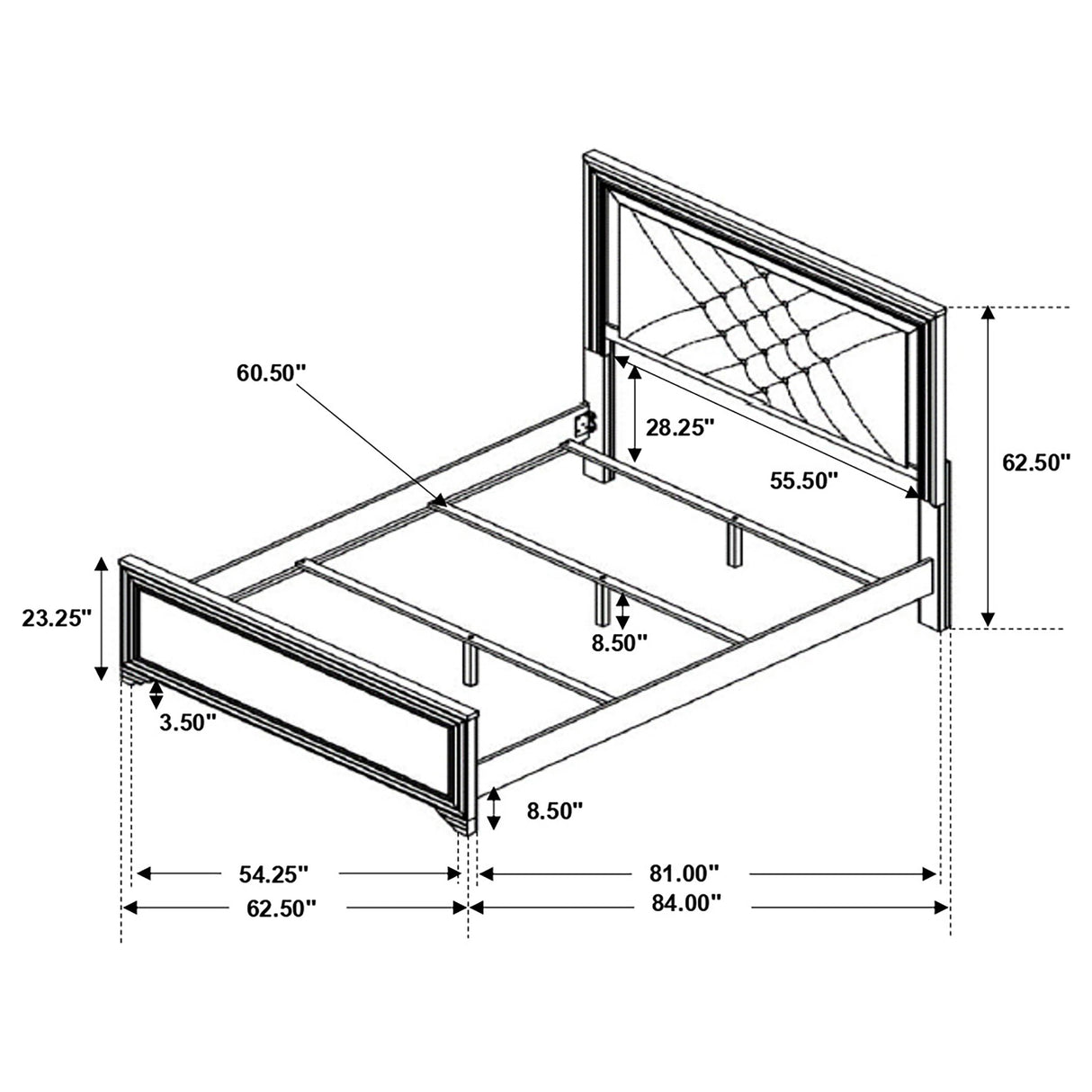 Penelope  Bed with LED Lighting Black and Midnight Star