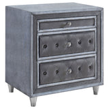 Antonella 3-drawer Upholstered Nightstand Grey