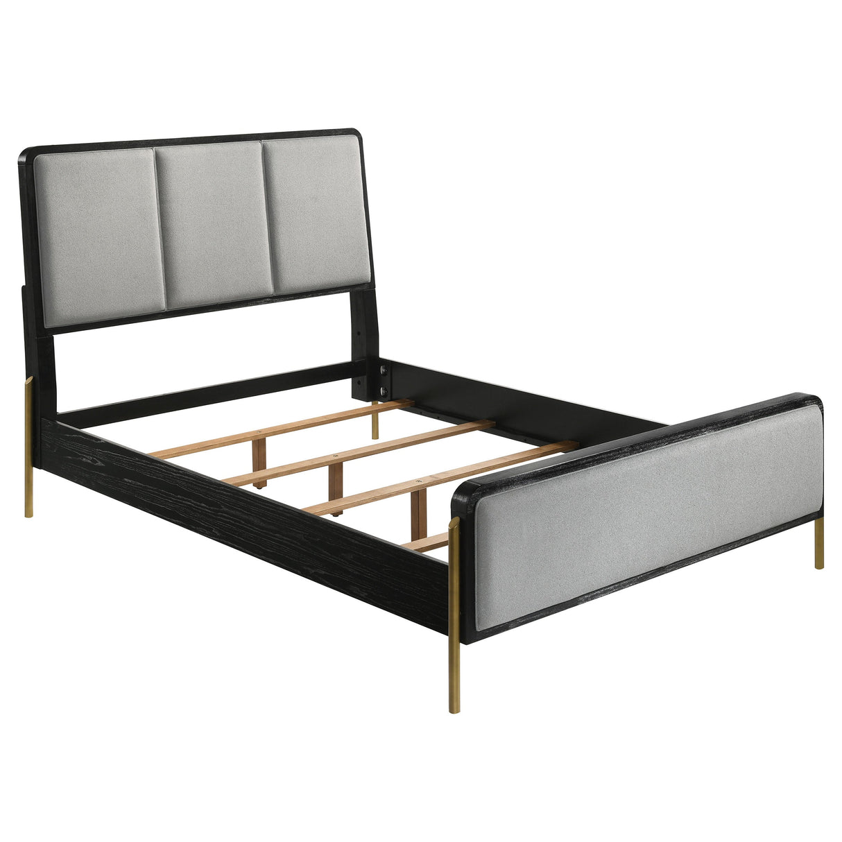 Arini  Bed with Upholstered Headboard Black and Grey