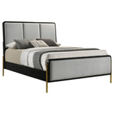 Arini  Bed with Upholstered Headboard Black and Grey