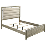 Giselle  Panel Bed with Upholstered Headboard Rustic Beige