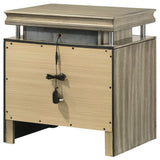 Giselle 3-drawer Nightstand Bedside Table with LED Rustic Beige