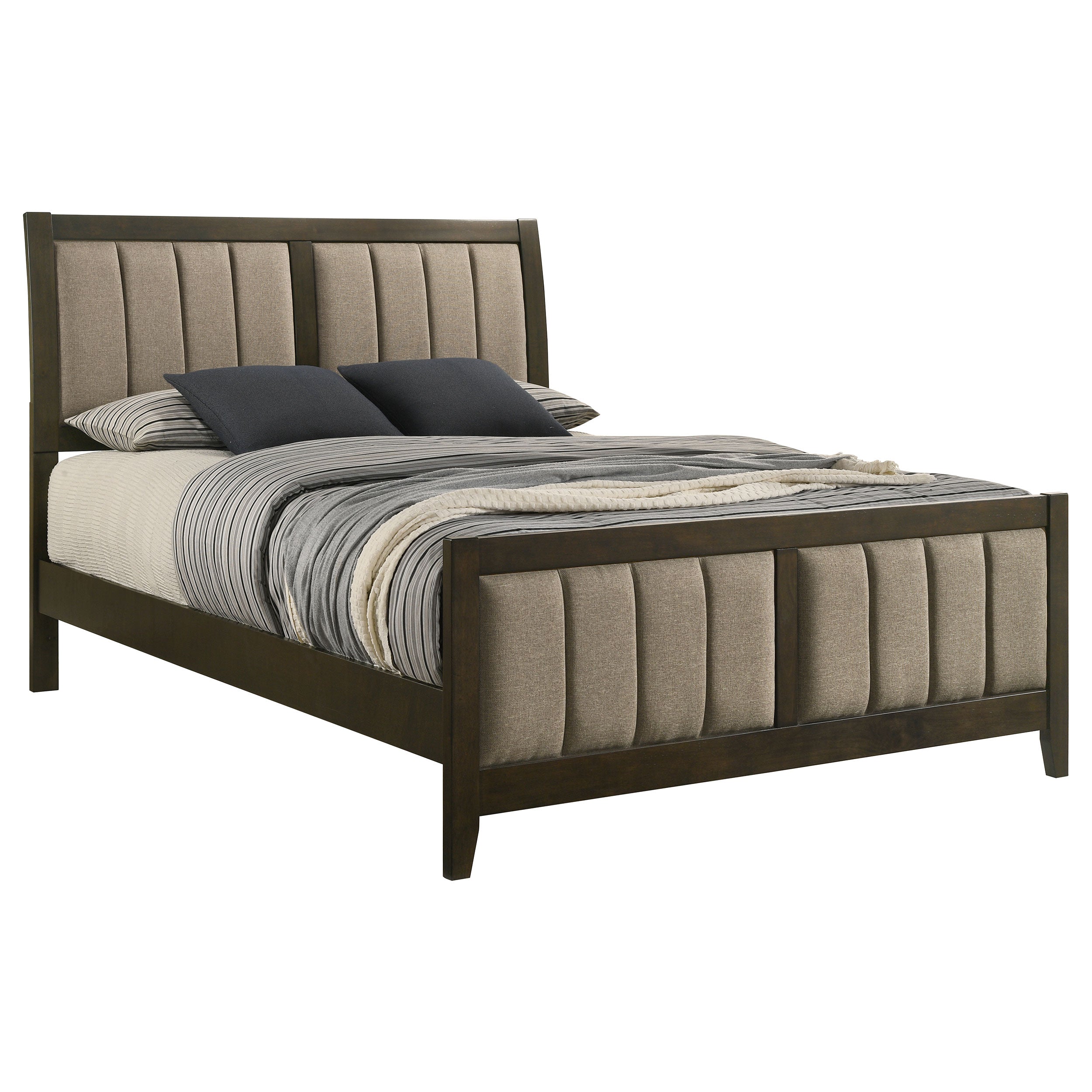 Wilkes 51-inch Upholstered  Bed Dark Cocoa