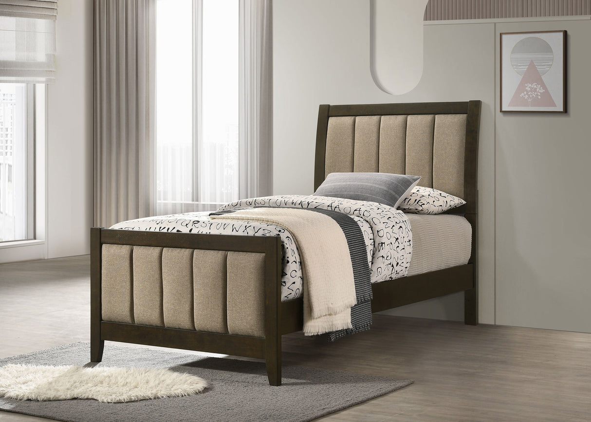 Wilkes 51-inch Upholstered  Bed Dark Cocoa