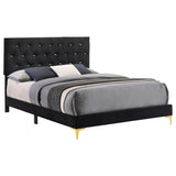 Kendall Tufted Panel  Bed Black and Gold