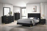 Kendall Tufted Panel  Bed Black and Gold