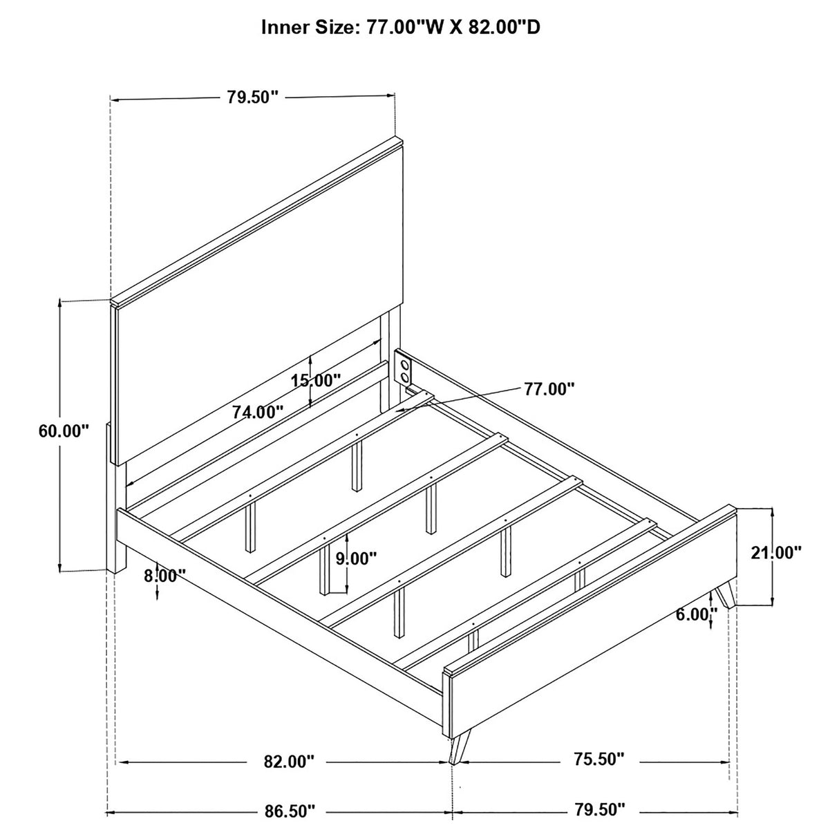 Nathan High Headboard  Panel Bed Grey