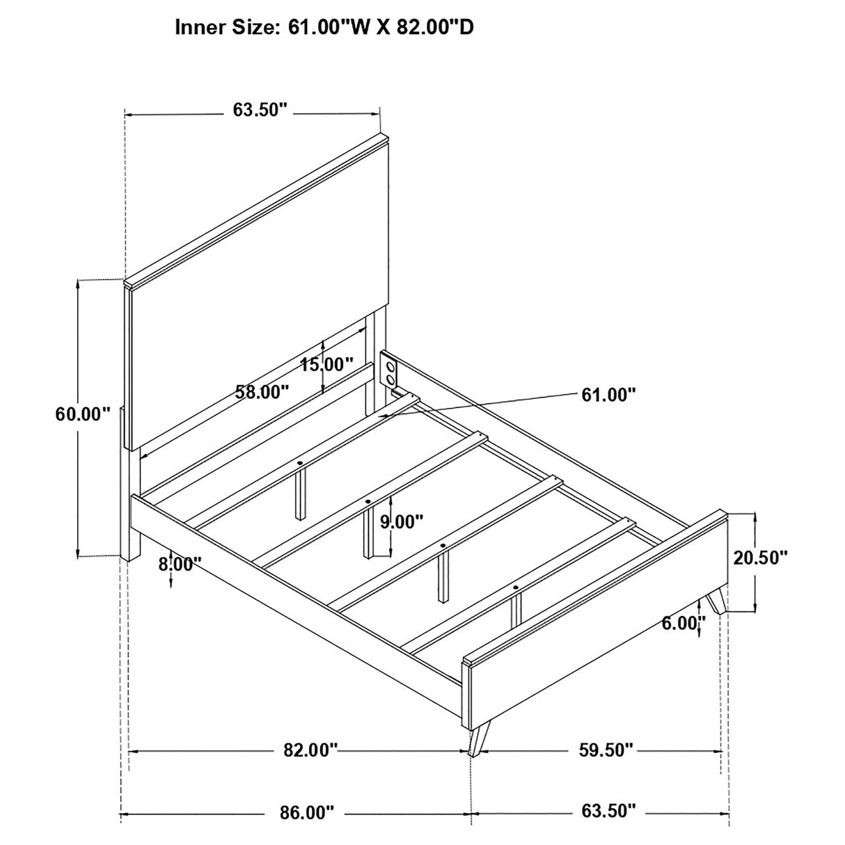 Nathan High Headboard  Panel Bed Grey