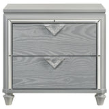 Veronica 2-drawer Nightstand Bedside Table Light Silver