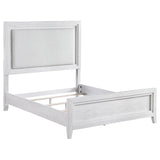 Marielle  Upholstered LED Panel Bed Distressed White