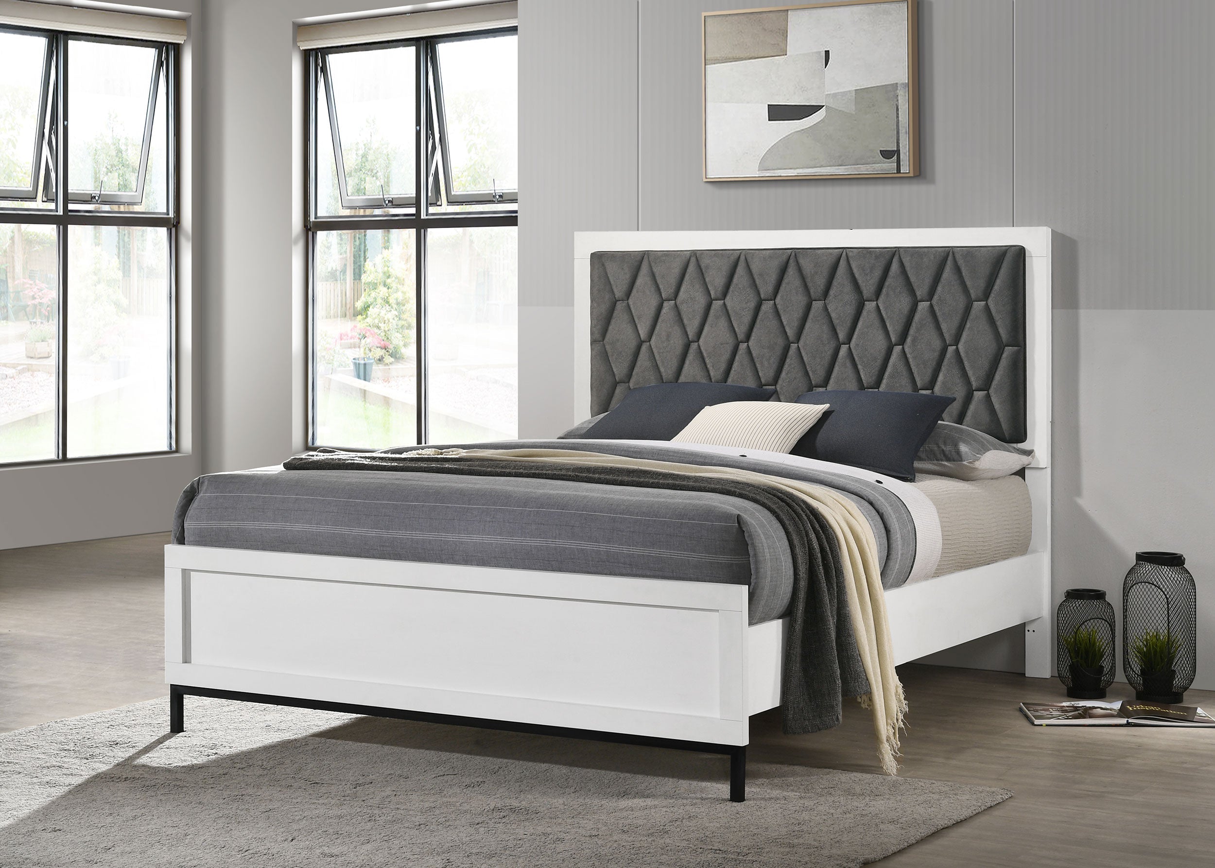 Sonora  Upholstered Panel Bed White