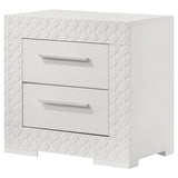 Ives 2-drawer Nightstand Bedside Table White High Gloss