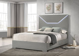 Ives  Panel Bed LED Headboard Grey High Gloss