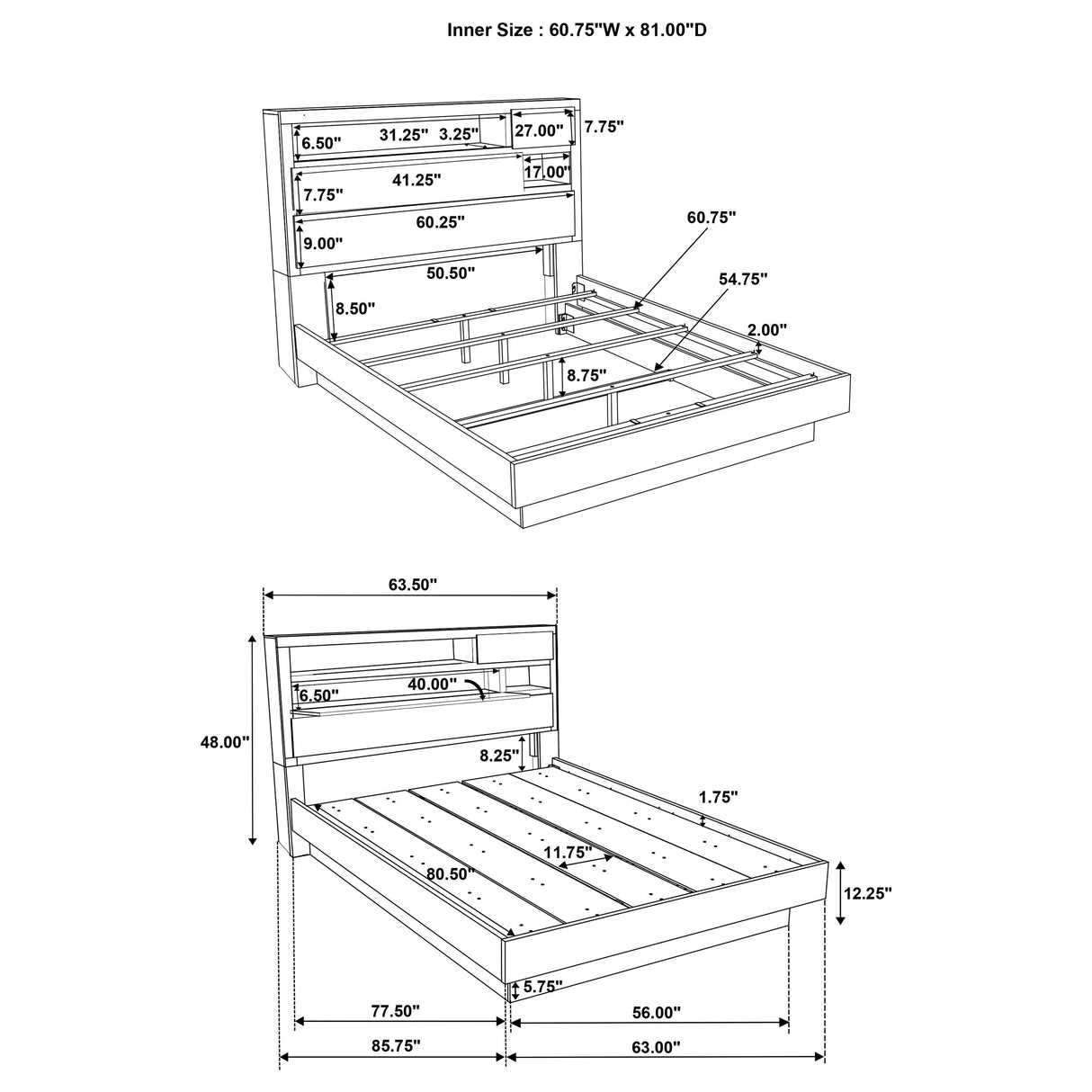 Fenwick  Bed Bookcase Headboard Grey Oak