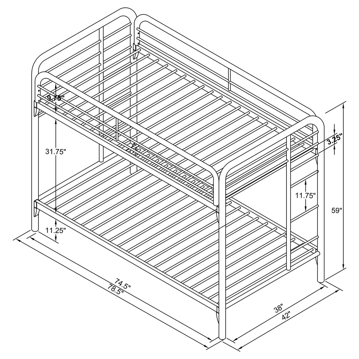 Morgan Twin Over Twin Bunk Bed Blue