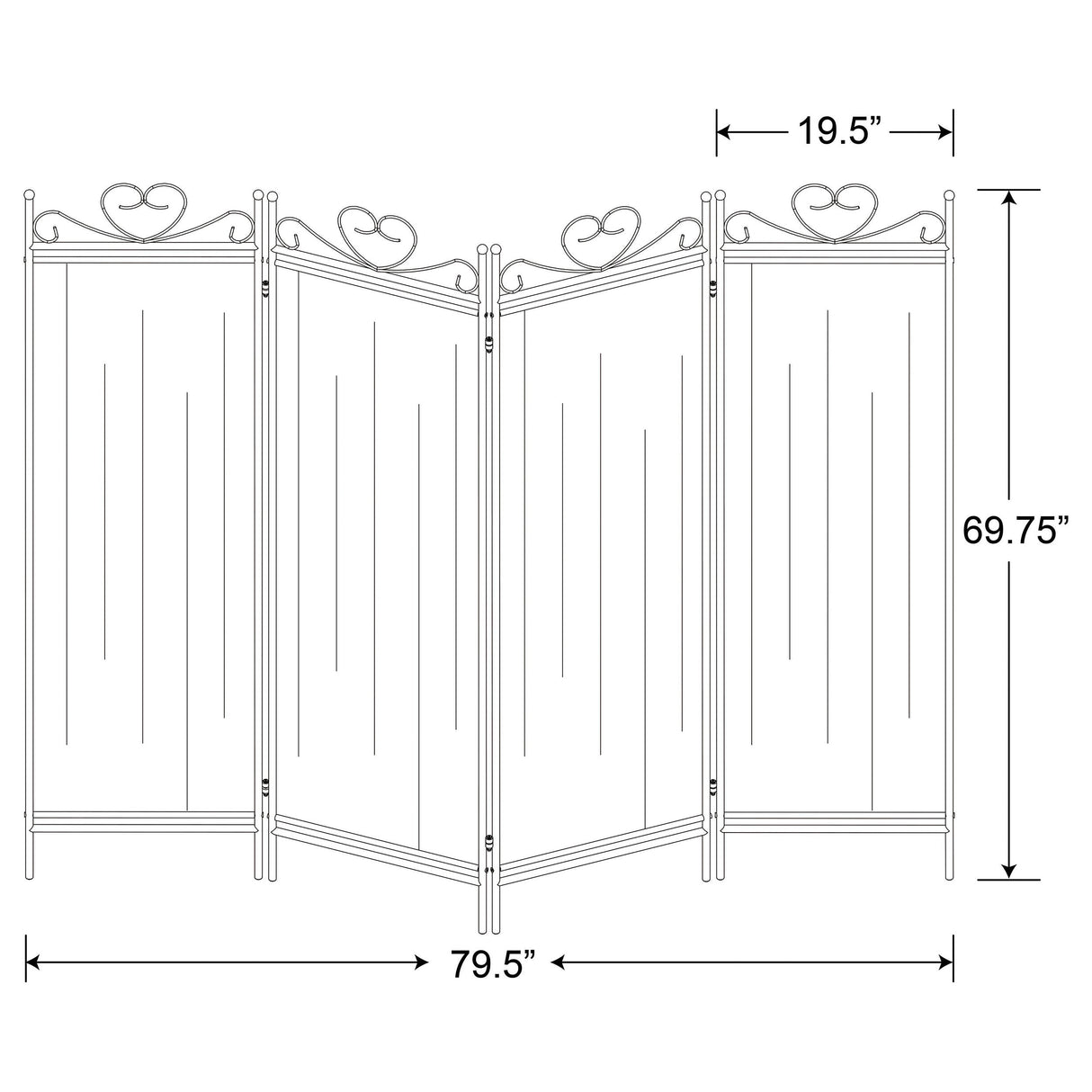 Dove 4-panel Folding Screen Beige and Black