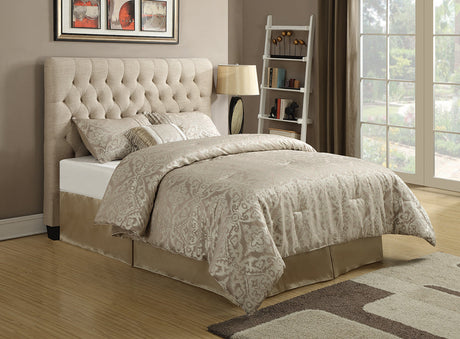 Chloe Tufted Upholstered Full Headboard Oatmeal