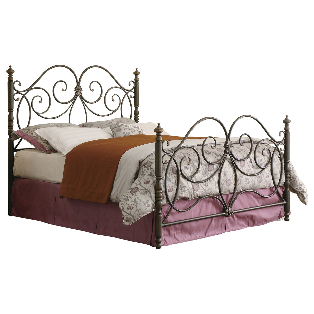 London  Metal Scroll Bed Dark Bronze