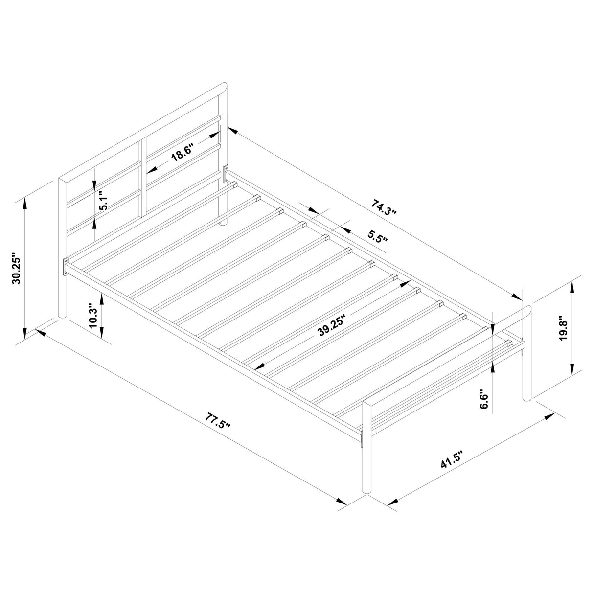 Fisher Twin Metal Bed Gunmetal