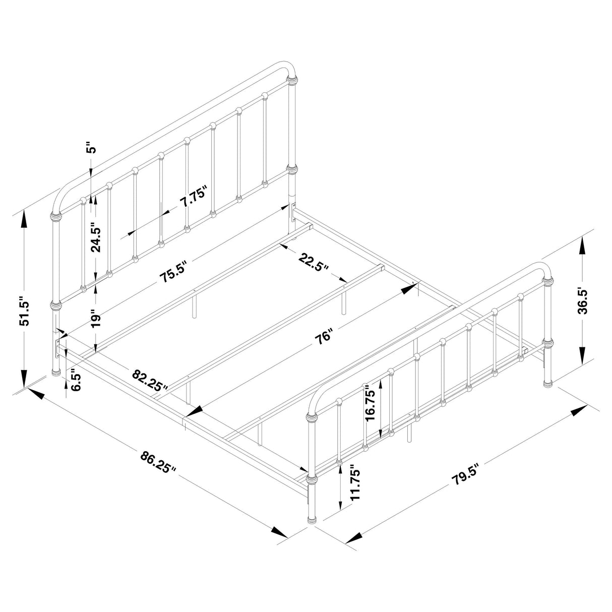 Livingston  Panel Metal Bed Dark Bronze