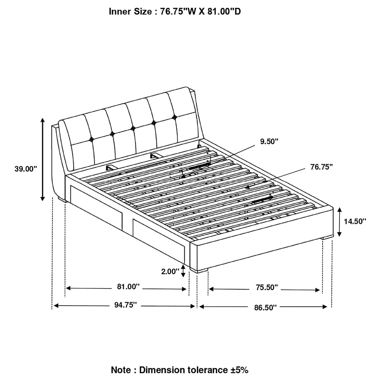 Fenbrook  Tufted Upholstered Storage Bed Grey