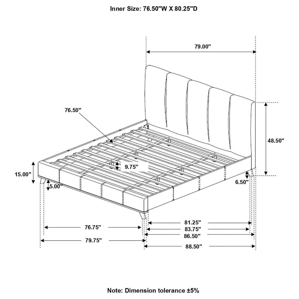 Charity  Upholstered Bed Blue